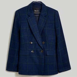 NWT Madewell Rosedale Blazer size 8 Blue Plaid Wool